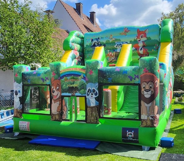 Bunte Tiere mit Doppelrutsche